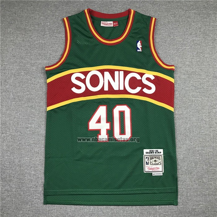 Camiseta Seattle SuperSonics Shawn Kemp NO 40 Mitchell & Ness 1994-95 Verde